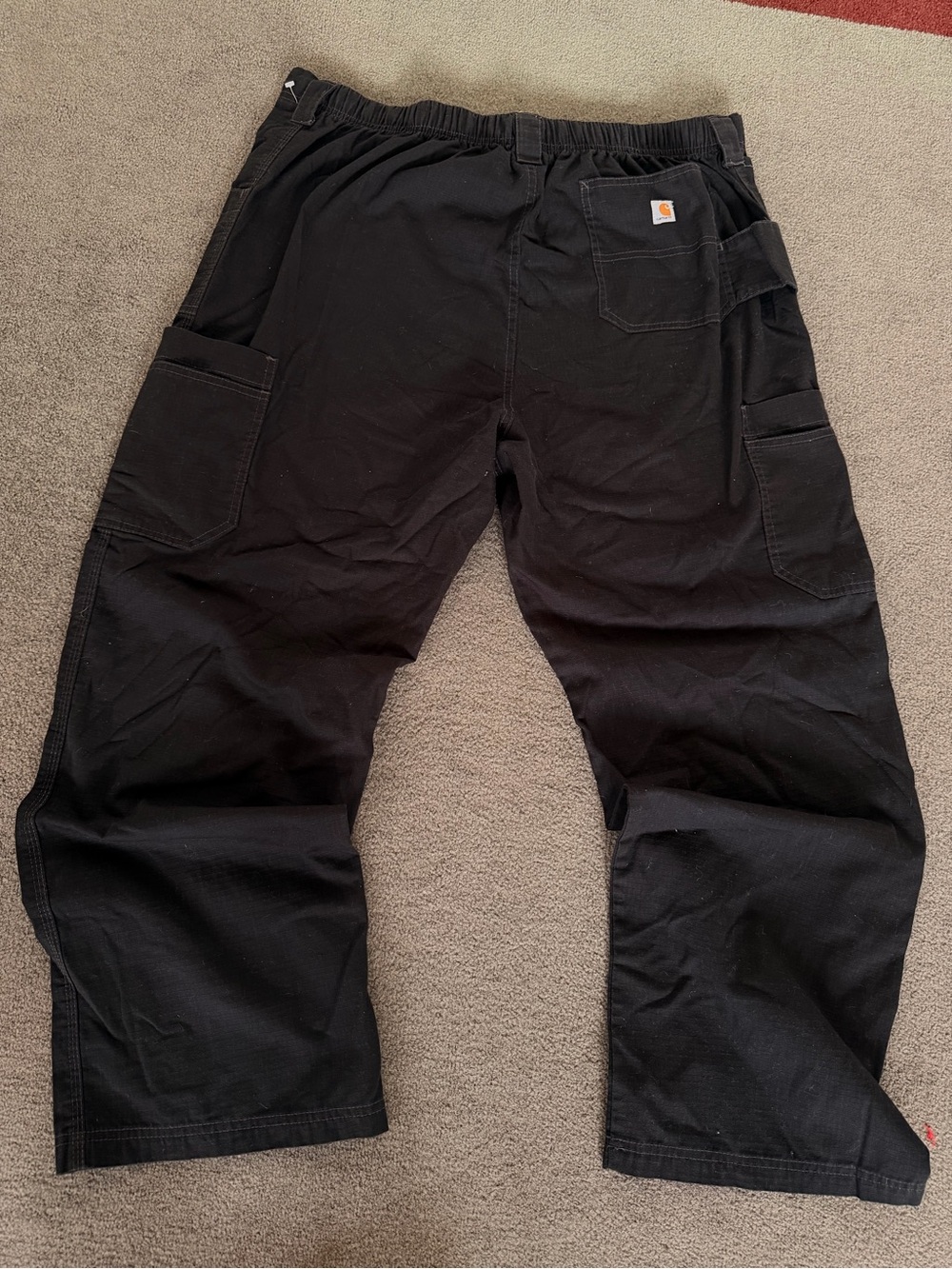 Carhartt Black Ripstop Scrub Cargo Work Pants Elastic Band Heavy Duty Mat XL